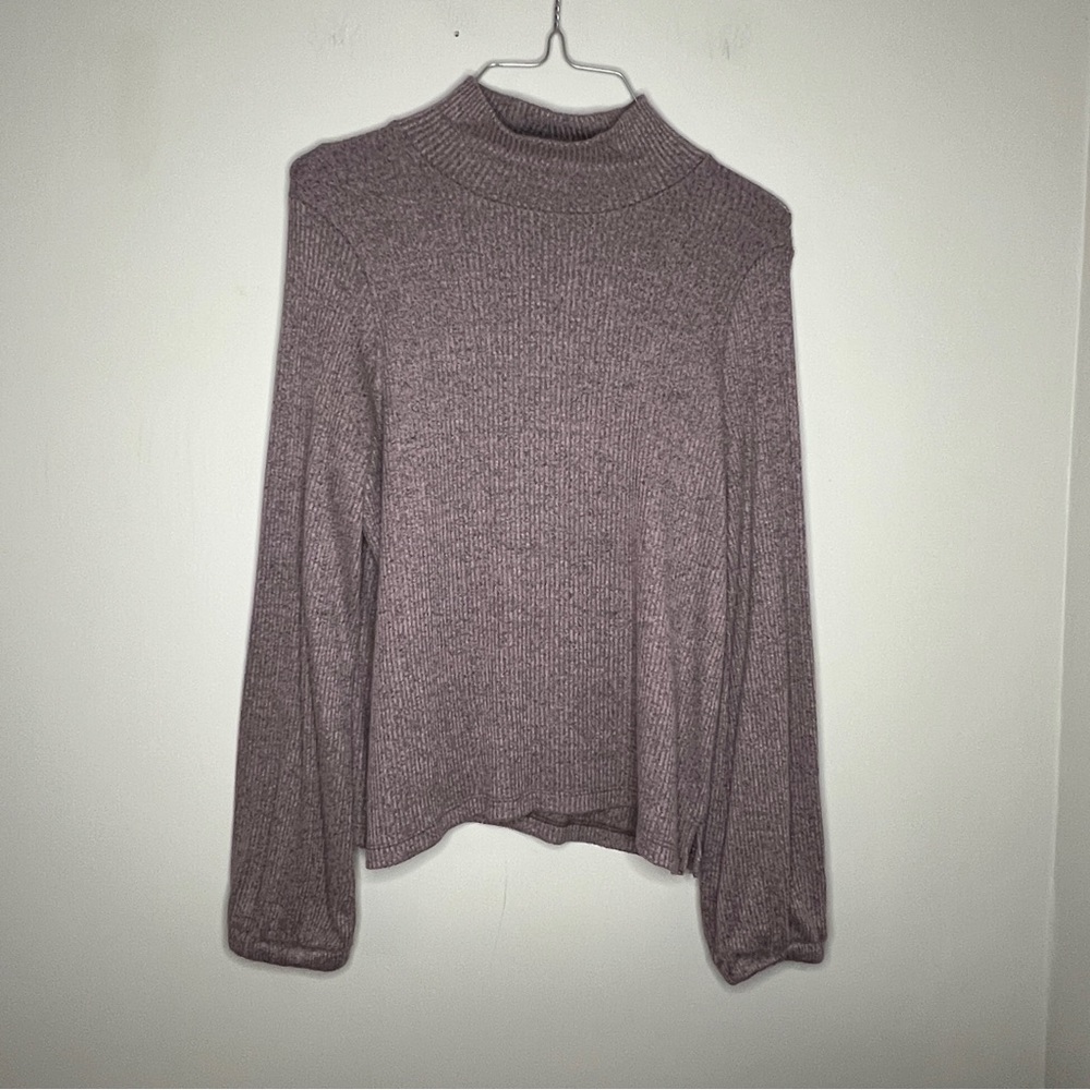 Madewell Mock Neck Ribbed Sweater Womens S Top Shirt Mauve Heathered‎ Lavender